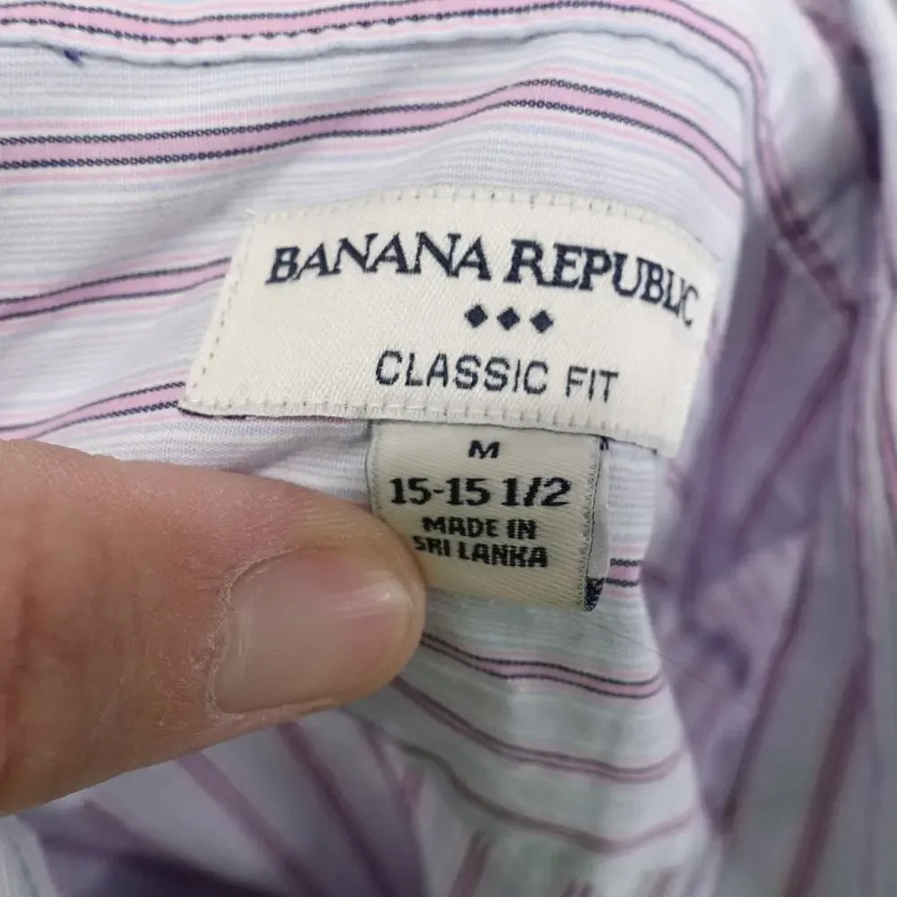 BANANA REPUBLIC CLASSIC FIT STRIPED BUTTON DOWN SHIRT MENS SIZE M 15-15.5‎